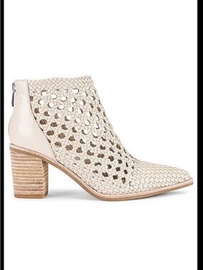 PAIGE Lilah Woven Leather Bootie | Panna | Size 10